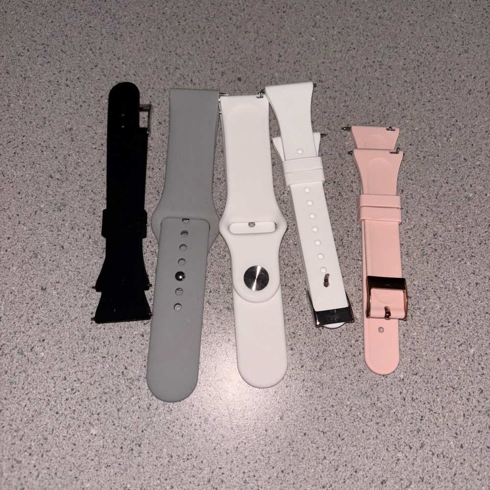 Set of 5 Smartwatch Bands in Black, Gray, White, and Pink